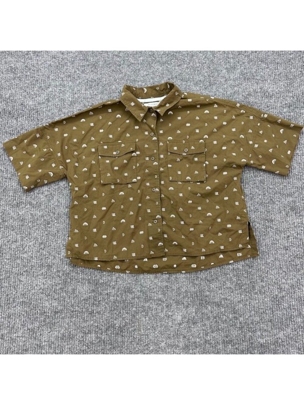 REI Coop Boxy Camp Shirt Outdoor Wilderness Short Sleeve Button Up Womens Medium